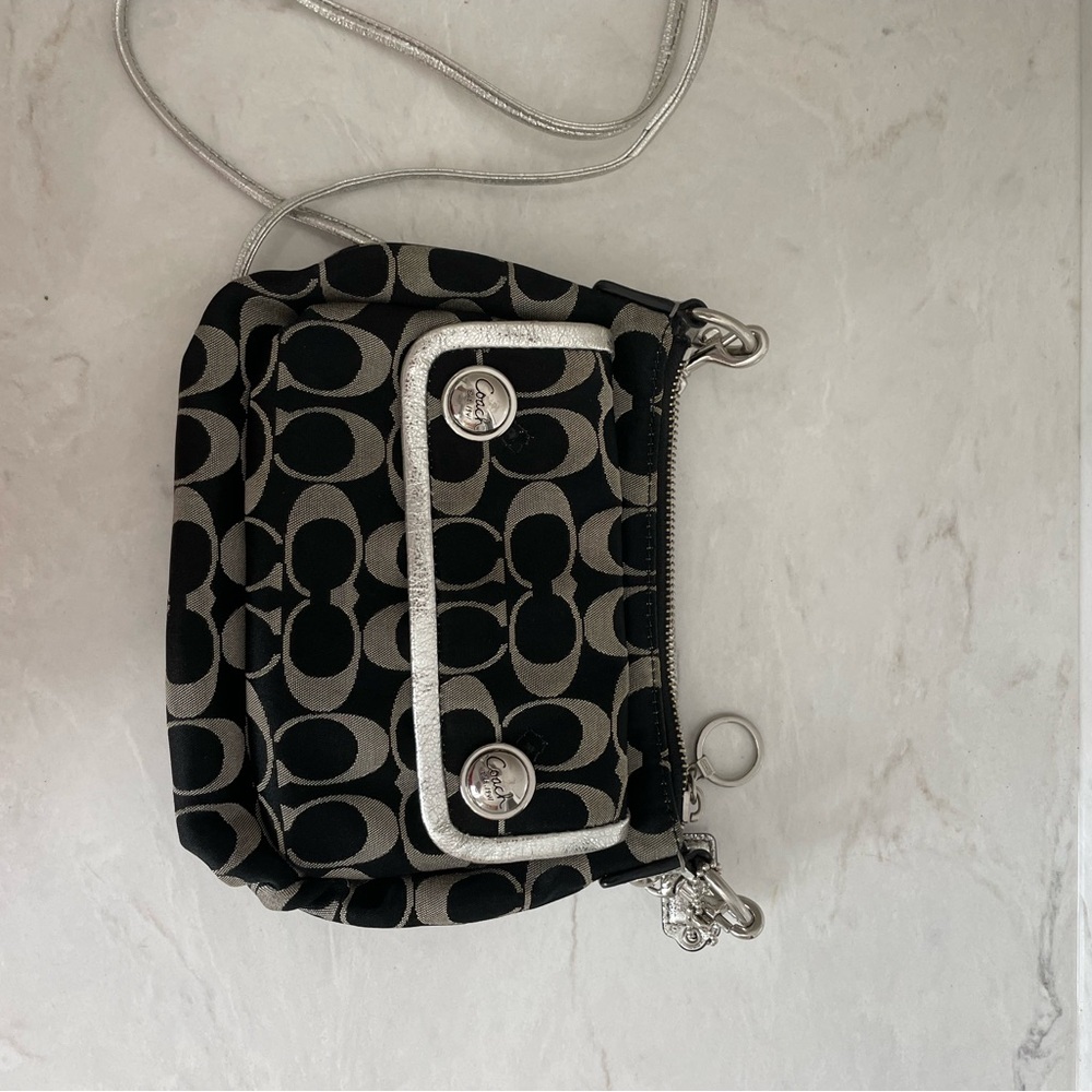 Coach Black and Silver Crossbody Bag